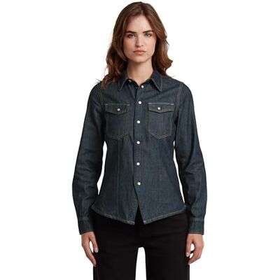G-STAR Kick Slim Shirt ls wmn, Blå (nötat D27925-d539-082), S G-STAR Kick Slim Shirt ls wmn, Blå (nötat D27925-d539-082), S