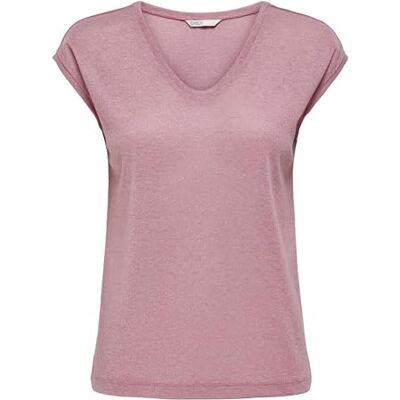 ONLY Onlsilvery S/S V Neck Lurex topp JRS Noos basic topp med O-hals och kortärmad för ung elegans, godis, M dam ONLY Onlsilvery S/S V Neck Lurex topp JRS Noos basic topp med O-hals och kortärmad för ung elegans, godis, M dam