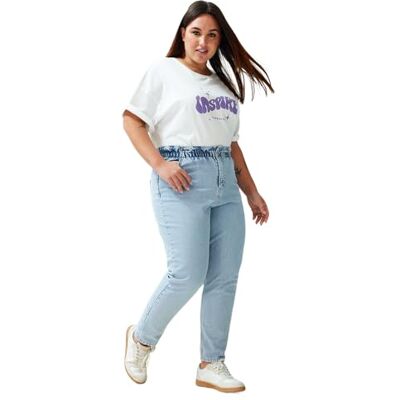 Trendyol Dam plusstorlek hög midja normal trav plus size jeans, BLÅ, 70 Stor Trendyol Dam plusstorlek hög midja normal trav plus size jeans, BLÅ, 70 Stor