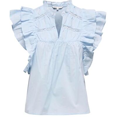 ONLY Onlsunny Capsl Frill Top WVN Noos, Kashmirblå, L ONLY Onlsunny Capsl Frill Top WVN Noos, Kashmirblå, L