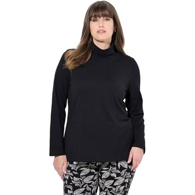 Ulla Popken , Damer, stora storlekar, t-shirt med polokrage, svart, 50/52 Ulla Popken , Damer, stora storlekar, t-shirt med polokrage, svart, 50/52