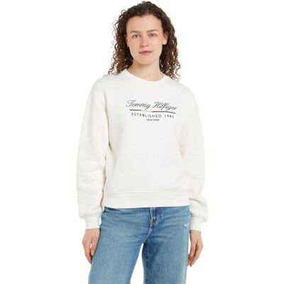 Tommy Hilfiger dam MDRN REG SCRIPT C-NK SWTSHRT WW0WW43574, pullover sweatshirt, vit, XL, Vit (uråldrigt vit), XL Tommy Hilfiger dam MDRN REG SCRIPT C-NK SWTSHRT WW0WW43574, pullover sweatshirt, vit, XL, Vit (uråldrigt vit), XL