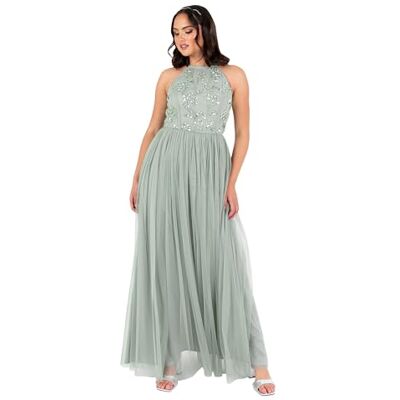 Maya Deluxe Dam Maxiklänning Dam Halterneck Ärmlös Blommig Sequin Embellished Tyll A-Line Brudklänning Prom Ball Gown, Sage Green 36, Grön lilja, 34 Maya Deluxe Dam Maxiklänning Dam Halterneck Ärmlös Blommig Sequin Embellished Tyll A-Line Brudklänning Prom Ball Gown, Sage Green 36, Grön lilja, 34