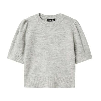 Lmtd Nlflodet Ss Short Puff Knit Noos, Ljusgrå melange, 170-176 Lmtd Nlflodet Ss Short Puff Knit Noos, Ljusgrå melange, 170-176