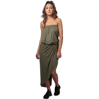 Urban Classics Dam viskos bandeau-klänning, OLIV, M Urban Classics Dam viskos bandeau-klänning, OLIV, M