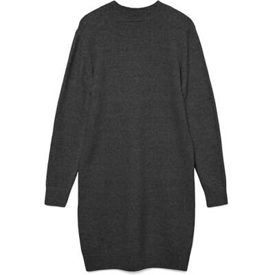 VERO MODA Vmboom Ls O-hals klänning Ga Noos, Mörkgrå melange, L VERO MODA Vmboom Ls O-hals klänning Ga Noos, Mörkgrå melange, L