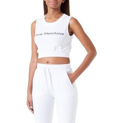 Love Moschino Kvinnors beskuren topp, optisk vit, 42, Optisk vit, 42 SE Love Moschino Kvinnors beskuren topp, optisk vit, 42, Optisk vit, 42 SE