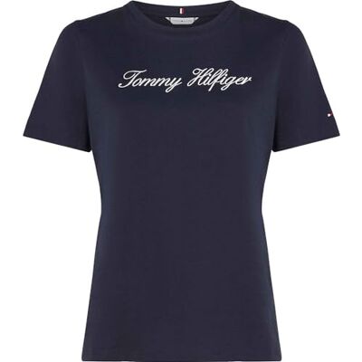 Tommy Hilfiger dam NOS SCRIPT REGULAR C-NK SS WW0WW4345902G004, BLÅ (Nos Desert Sky), M, Blå (Nos Desert Sky), M Tommy Hilfiger dam NOS SCRIPT REGULAR C-NK SS WW0WW4345902G004, BLÅ (Nos Desert Sky), M, Blå (Nos Desert Sky), M