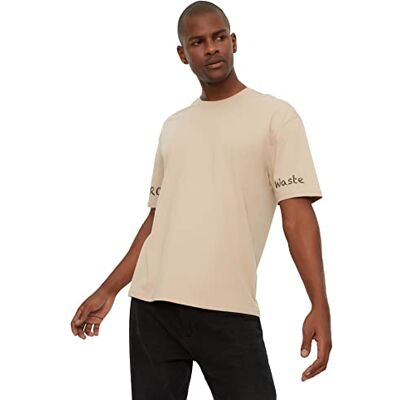 Trendyol Herr stenmän överdimensionerad passform 100% ekologisk bomull rund krage kortärmad t-shirt, sten, extra liten Trendyol Herr stenmän överdimensionerad passform 100% ekologisk bomull rund krage kortärmad t-shirt, sten, extra liten