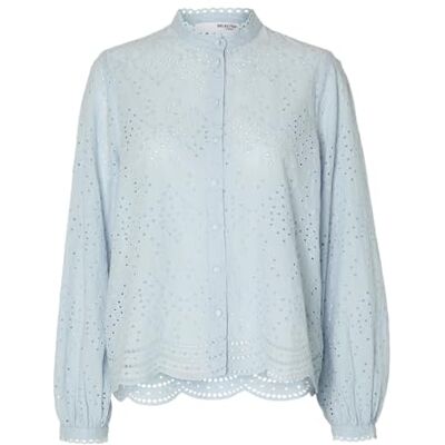 SELECTED FEMME Dam Slftatiana L/S Embr Shirt Noos långärmad blus, Kashmirblå, 40 SELECTED FEMME Dam Slftatiana L/S Embr Shirt Noos långärmad blus, Kashmirblå, 40
