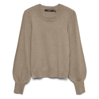 VERO MODA Vmhappy Ls O-NK knapp pullover boo tröja, ljusgrå, M dam, Ljusgrå, M VERO MODA Vmhappy Ls O-NK knapp pullover boo tröja, ljusgrå, M dam, Ljusgrå, M