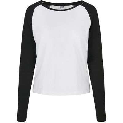 Urban Classics Dam kontrasterande raglan långärmad T-shirt, vit/svart, 3XL Urban Classics Dam kontrasterande raglan långärmad T-shirt, vit/svart, 3XL