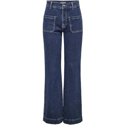 ONLY ONLJUICY HW Wide Pocket DNM jeans CRO, Mörkblå denim, 27W x 30L ONLY ONLJUICY HW Wide Pocket DNM jeans CRO, Mörkblå denim, 27W x 30L