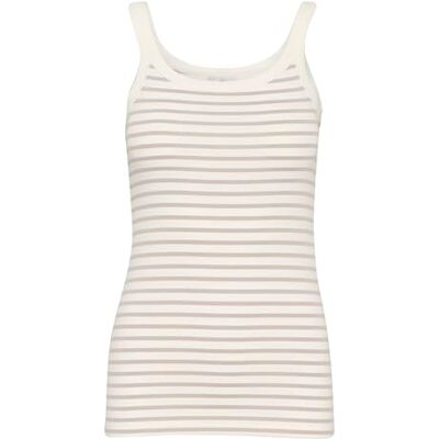 KAFFE Dam tanktopp Scoop Neck Slim Fit Striped Sleeveless Thin Rems, Krita/fjädergrå rand, M KAFFE Dam tanktopp Scoop Neck Slim Fit Striped Sleeveless Thin Rems, Krita/fjädergrå rand, M