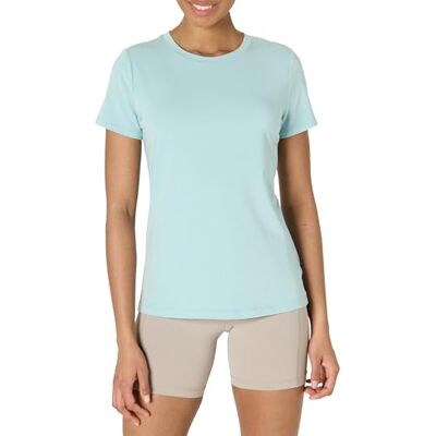 Amazon Essentials dam aktiv mjuk bomull normal passform rund hals kortärmad lätt yoga träning t-shirt, Ljusblått, XXL Amazon Essentials dam aktiv mjuk bomull normal passform rund hals kortärmad lätt yoga träning t-shirt, Ljusblått, XXL