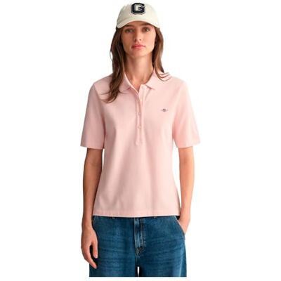 GANT Slim Shield Ss Pique pikétröja för damer, Blekd rosa, XS GANT Slim Shield Ss Pique pikétröja för damer, Blekd rosa, XS