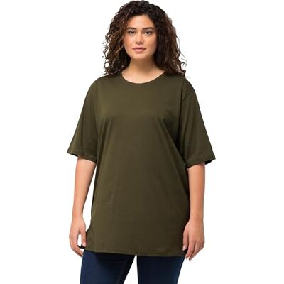 Ulla Popken damer stora storlekar överdimensionerade plus size t-shirt, rund hals, avslappnad, halvärm, Skoggrön, 42-44 plus size Ulla Popken damer stora storlekar överdimensionerade plus size t-shirt, rund hals, avslappnad, halvärm, Skoggrön, 42-44 plus size