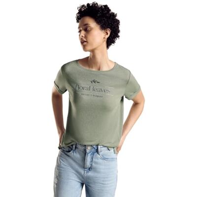Street One T-shirt med tryck, Mjuk moss grön, 38 Street One T-shirt med tryck, Mjuk moss grön, 38