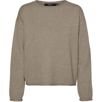 VERO MODA VMGold Rulle LS O-hals tröja, Silver mink/detalj: w. Melange, XS VERO MODA VMGold Rulle LS O-hals tröja, Silver mink/detalj: w. Melange, XS
