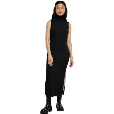 Urban Classics dam stickad eco viskos turtleneck klänning för kvinnor, svart, M Urban Classics dam stickad eco viskos turtleneck klänning för kvinnor, svart, M
