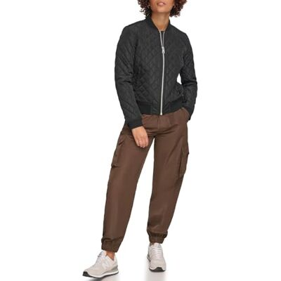 Levi's Dambomberjacka med diamantmönster jacka, svart, stor, svart, L Levi's Dambomberjacka med diamantmönster jacka, svart, stor, svart, L