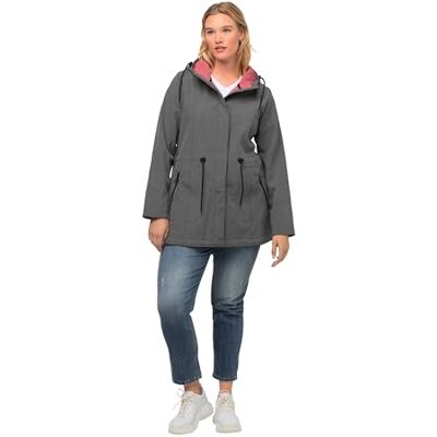 Ulla Popken Funktionell jacka för kvinnor, softshelljacka bunden med fleecejacka, svart, 46-48 stor Ulla Popken Funktionell jacka för kvinnor, softshelljacka bunden med fleecejacka, svart, 46-48 stor
