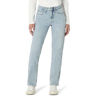 Amazon Essentials dam hög midja rak jeans, Isljustvätt, 10 US Amazon Essentials dam hög midja rak jeans, Isljustvätt, 10 US