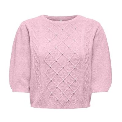 ONLY Onlgloria Life Ss Pearl O-Neck Cc KNT, Rosa-a-boo, L ONLY Onlgloria Life Ss Pearl O-Neck Cc KNT, Rosa-a-boo, L
