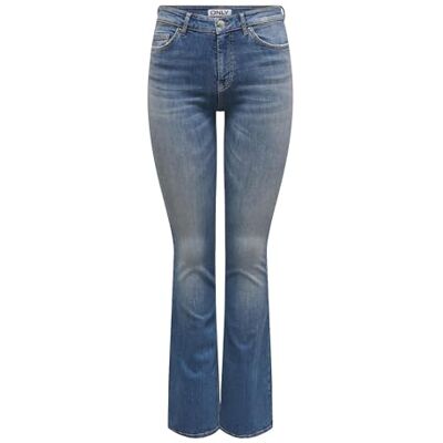 ONLY Onlblush Mid Flared DNM Dot741 Noos, Mellanblå denim, (XS) W x 34L ONLY Onlblush Mid Flared DNM Dot741 Noos, Mellanblå denim, (XS) W x 34L
