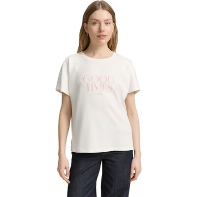 TOM TAILOR T-shirt för kvinnor, 10320 Mjuk klar vit, XL TOM TAILOR T-shirt för kvinnor, 10320 Mjuk klar vit, XL
