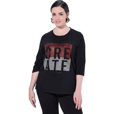 Ulla Popken damer stora storlekar, överdimensionerade plus size, skjorta, strass, svart, 42-44 Ulla Popken damer stora storlekar, överdimensionerade plus size, skjorta, strass, svart, 42-44