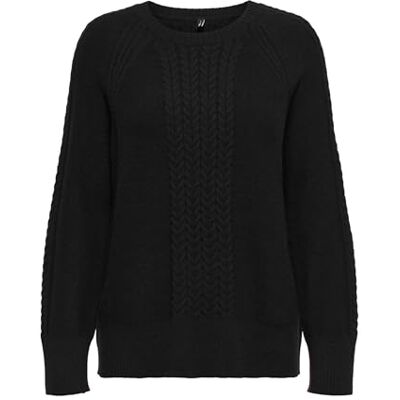ONLY Onlkatia Cabel Ls O-Neck Cc KNT, svart, XS ONLY Onlkatia Cabel Ls O-Neck Cc KNT, svart, XS