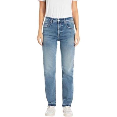 Replay Dam rak passform hög midja jeans maijke rak, 009 medium blå, 28W x 30L Replay Dam rak passform hög midja jeans maijke rak, 009 medium blå, 28W x 30L