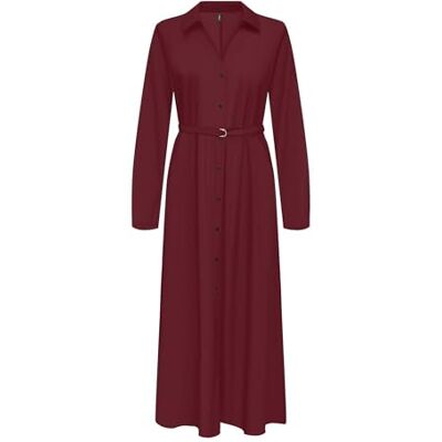 ONLY Onlnova Life Vis L/S Renna Long Dress, Cabernet, L ONLY Onlnova Life Vis L/S Renna Long Dress, Cabernet, L