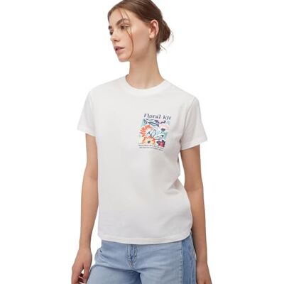 Mavi damer blomma tryckt grafisk t-shirt t-shirt, antik vit, L, Antik vit, L Mavi damer blomma tryckt grafisk t-shirt t-shirt, antik vit, L, Antik vit, L