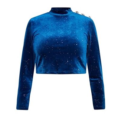 caneva Sammet-t-shirt för kvinnor med glitter, Smaragd blå, S caneva Sammet-t-shirt för kvinnor med glitter, Smaragd blå, S