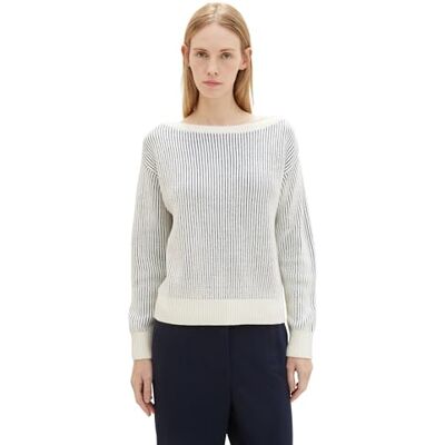 TOM TAILOR Damtröja, 35160 – Offwhite Blue Structure, 3XL TOM TAILOR Damtröja, 35160 – Offwhite Blue Structure, 3XL