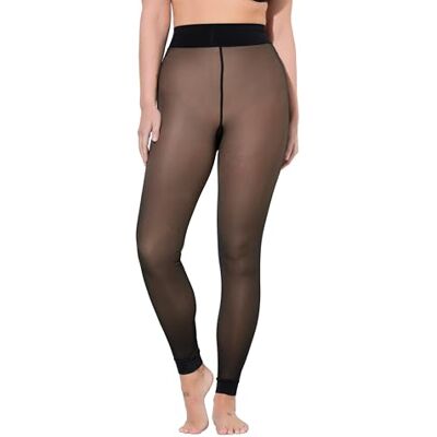 Ulla Popken damer stora storlekar överdimensionerade termoleggings, fleece inuti, bred linning, 80DEN Ulla Popken damer stora storlekar överdimensionerade termoleggings, fleece inuti, bred linning, 80DEN