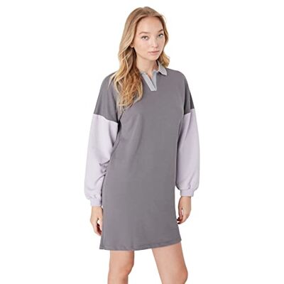 Trendyol Mini Shift Regular Dress för kvinnor, GRÅ, L Trendyol Mini Shift Regular Dress för kvinnor, GRÅ, L