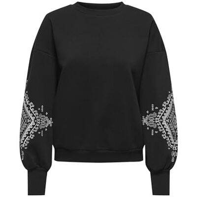 ONLY Onlcally L/S Print O-Neck Cs SWT, svart, XS ONLY Onlcally L/S Print O-Neck Cs SWT, svart, XS