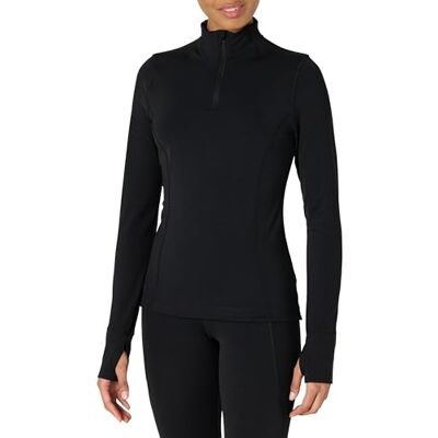 Amazon Essentials dam aktiv FormFlex Buttery Soft Slim Fit kvartsdragkedja långärmad pullover jacka, Svart, XS Amazon Essentials dam aktiv FormFlex Buttery Soft Slim Fit kvartsdragkedja långärmad pullover jacka, Svart, XS