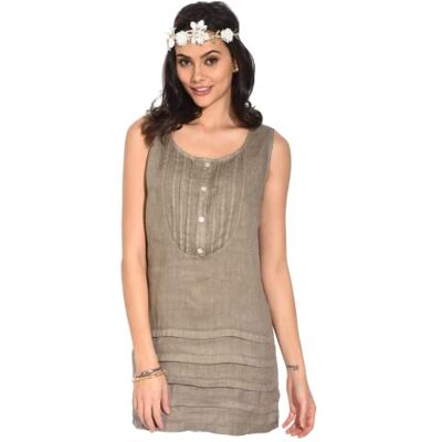 Bonamaison dam Sleeveless Round Collar Tunic With Front Pleats Tunikaskjorta Bonamaison dam Sleeveless Round Collar Tunic With Front Pleats Tunikaskjorta