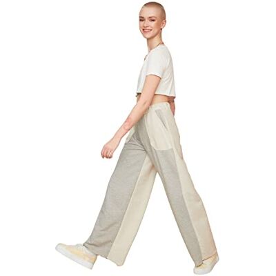Trendyol Damer grå mobil detalj stickad fin tracksuit sweatpants, grå, M Trendyol Damer grå mobil detalj stickad fin tracksuit sweatpants, grå, M