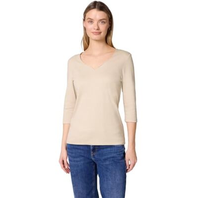 Street One skjorta med hjärturringning bomull beige 44 Street One skjorta med hjärturringning bomull beige 44