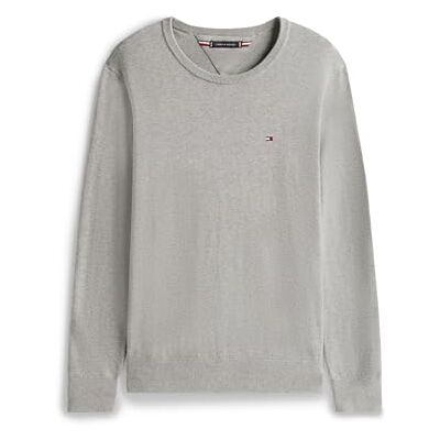 Tommy Hilfiger herr Essential bomull rund hals MW0MW14748 pullover tröja, grå, M, Grå (medium grå ljung), M Tommy Hilfiger herr Essential bomull rund hals MW0MW14748 pullover tröja, grå, M, Grå (medium grå ljung), M