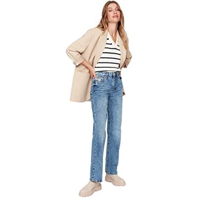 Trendyol 90-tals jeans med vida ben, blå, 40, BLÅ, 66 SE Trendyol 90-tals jeans med vida ben, blå, 40, BLÅ, 66 SE