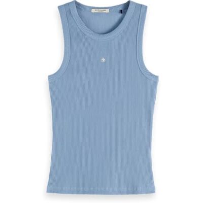 Scotch & Soda kvinnors Rib Racer Tank, Bleknad denim V441, S Scotch & Soda kvinnors Rib Racer Tank, Bleknad denim V441, S