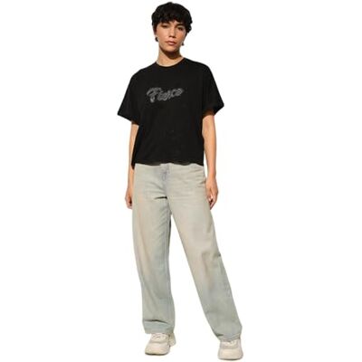 ONLY Onlbianca Life S/S Stone Fold-Up Top JRS, svart, M ONLY Onlbianca Life S/S Stone Fold-Up Top JRS, svart, M