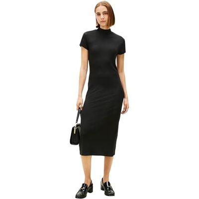Tommy Hilfiger Dam Slim 5X2 Rib Mock-NK SS DRS WW0WW47860 Bodycon-klänning, svart (svart), XL, svart (svart), XL Tommy Hilfiger Dam Slim 5X2 Rib Mock-NK SS DRS WW0WW47860 Bodycon-klänning, svart (svart), XL, svart (svart), XL