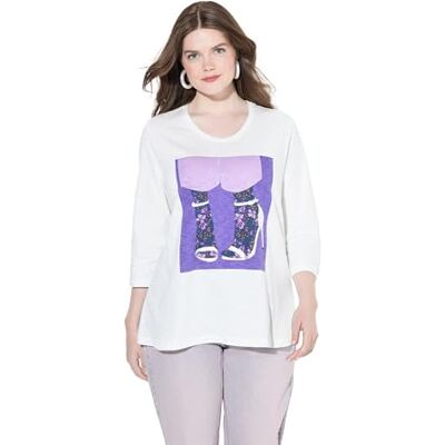 Ulla Popken dam, främre tryck sko t-shirt, VIT, 46-48 Ulla Popken dam, främre tryck sko t-shirt, VIT, 46-48